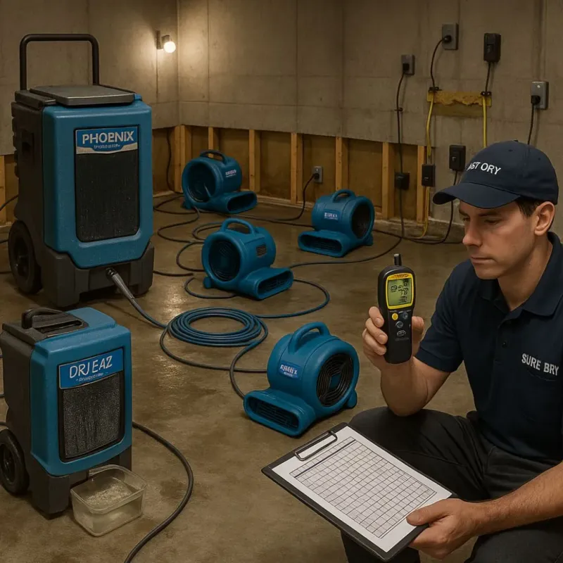 Structural Drying and Dehumidification process in Maharishi Vedic City, IA